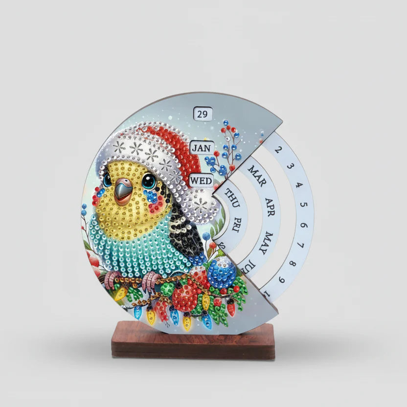 Bird with Santa hat | Calendar | Diamond painting