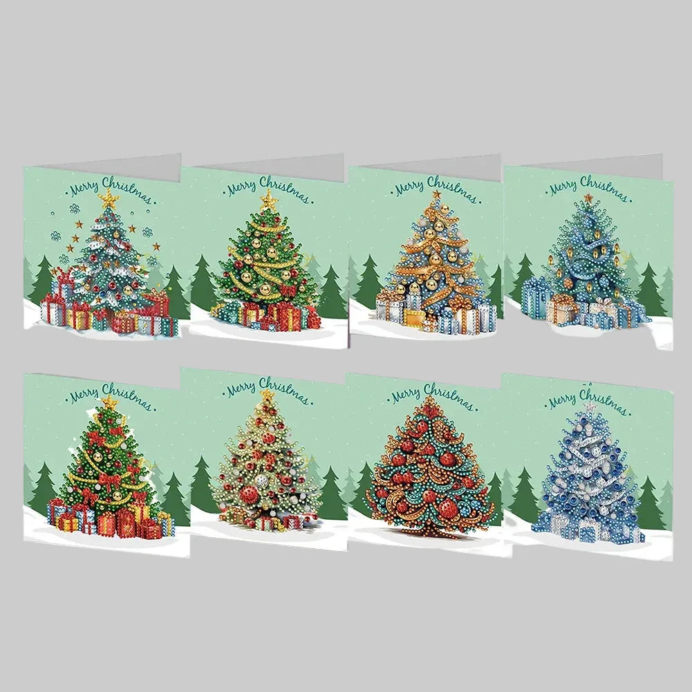 Christmas Tree Christmas Cards | 8 Pieces | Diamond Painting