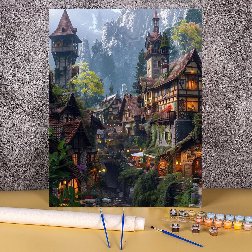 Mountain Village | Paint by Numbers