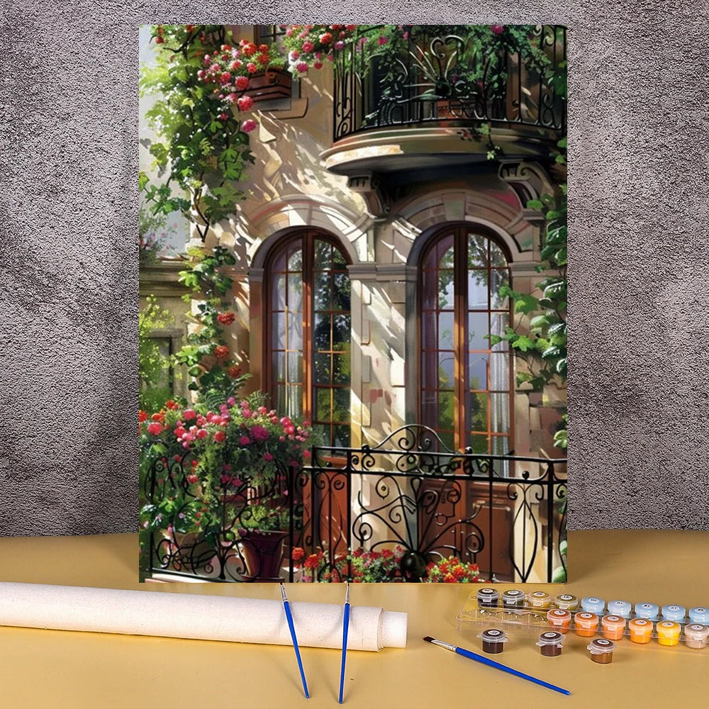 Beautiful French Balcony | Paint by Numbers