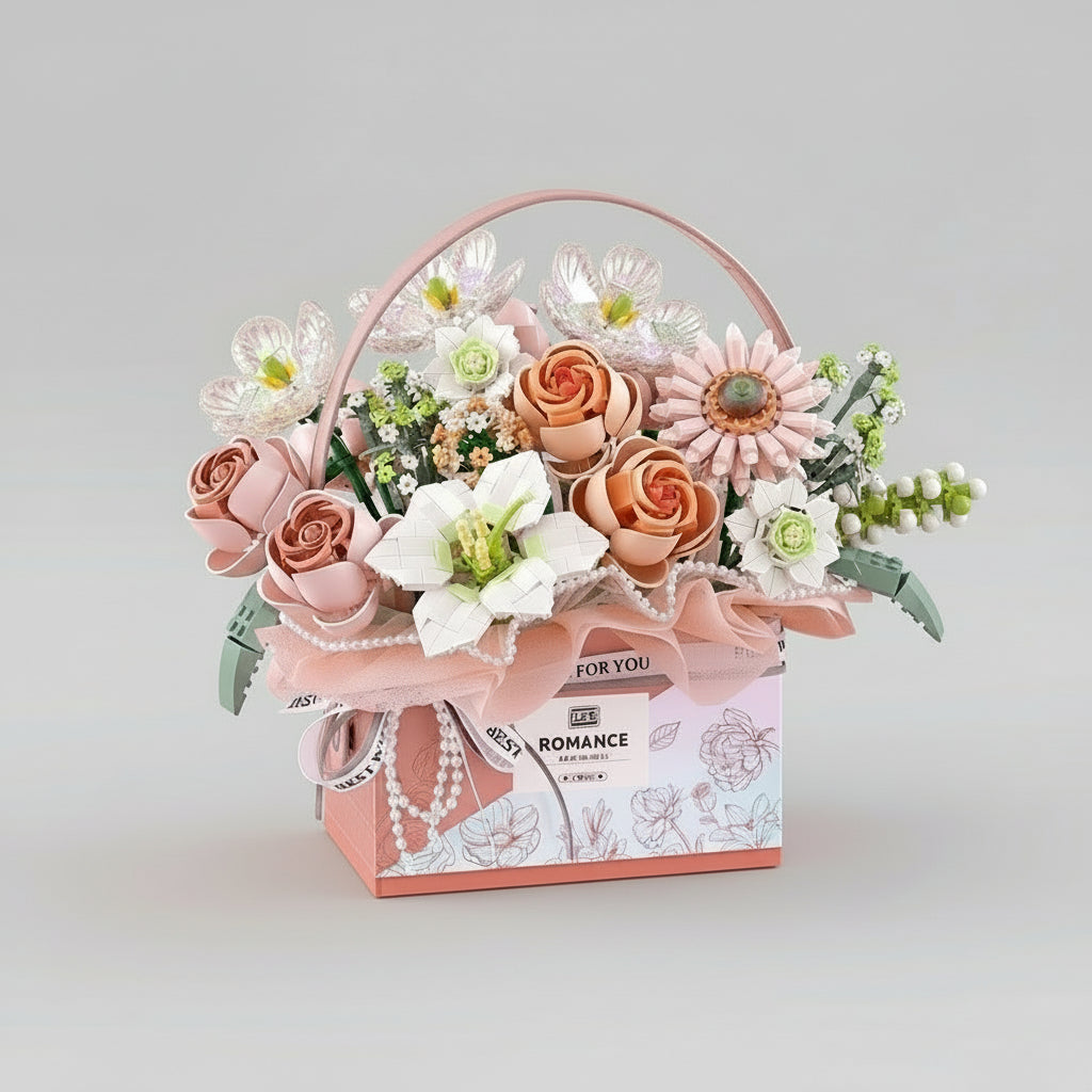 Pink rose basket