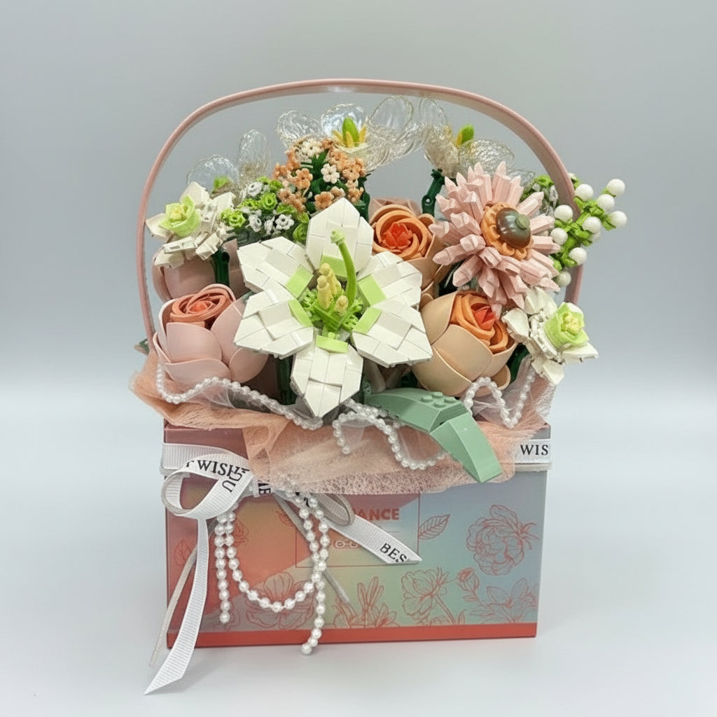 Pink rose basket