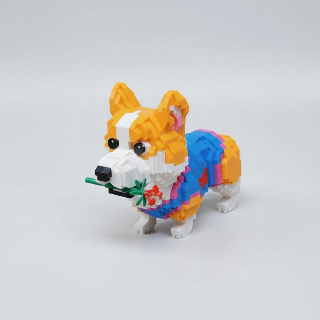 Welsh Corgi with a Rose | Building Blocks
