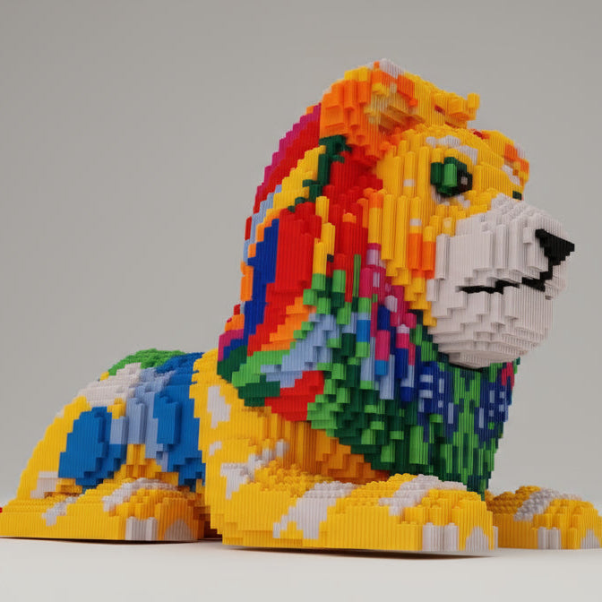Lying lion | Building bricks