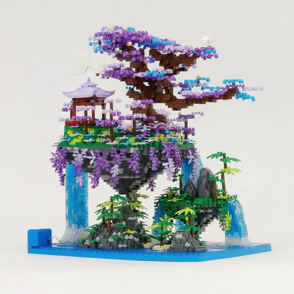 Tree island with waterfall | Building Blocks