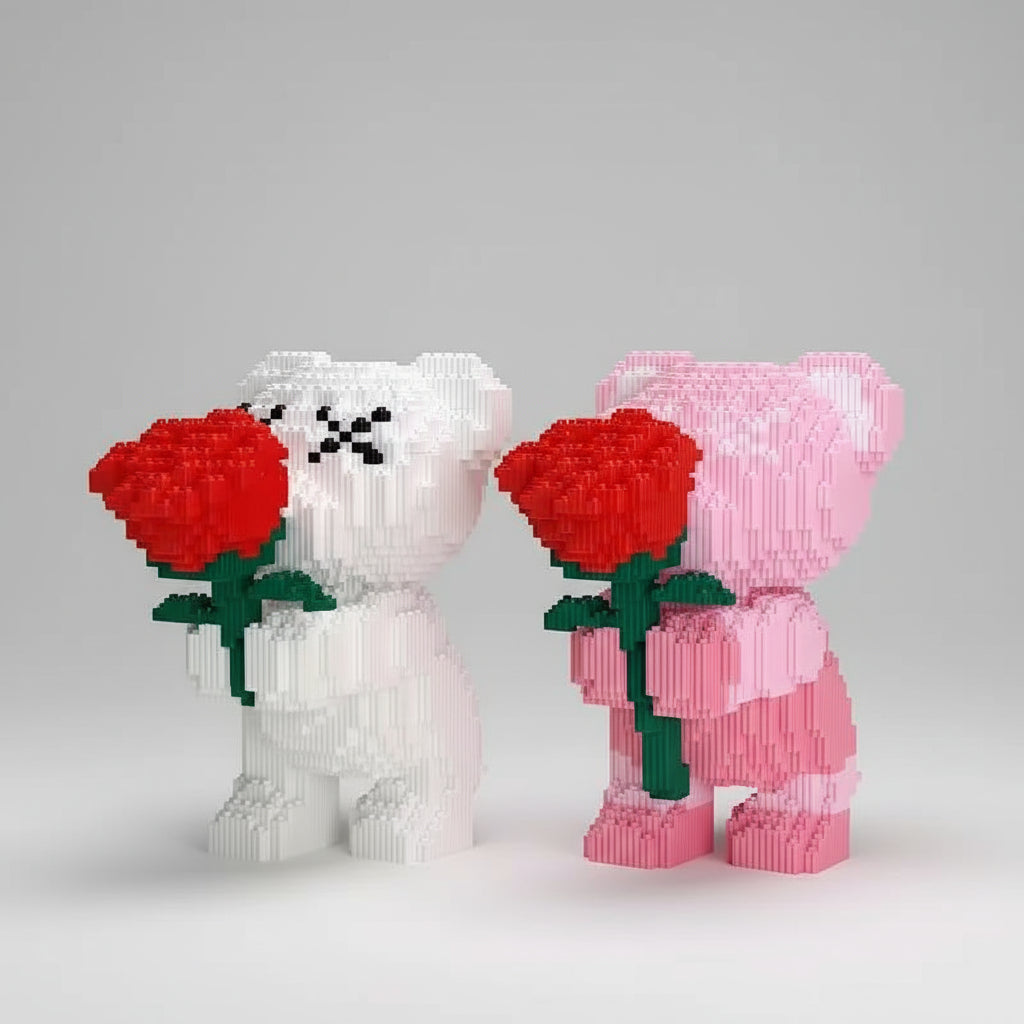White Bear with Rose | Building Blocks