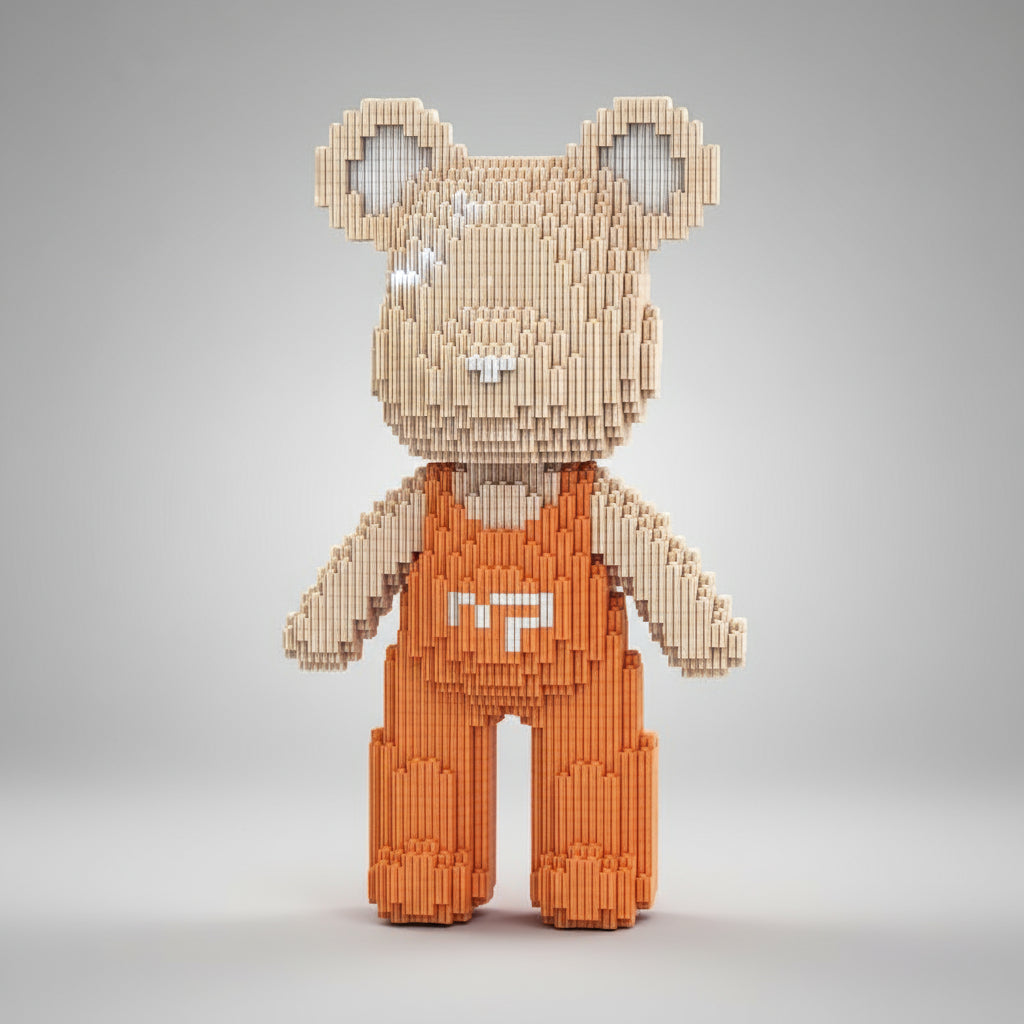 Bear with orange overalls | Building blocks