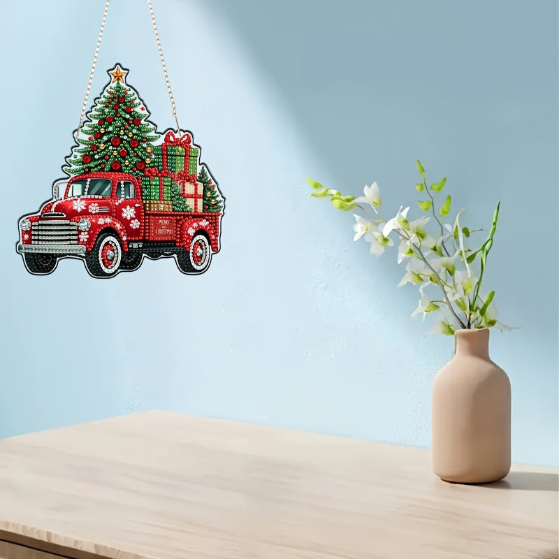 Decorative hanger | Christmas truck | Diamond painting