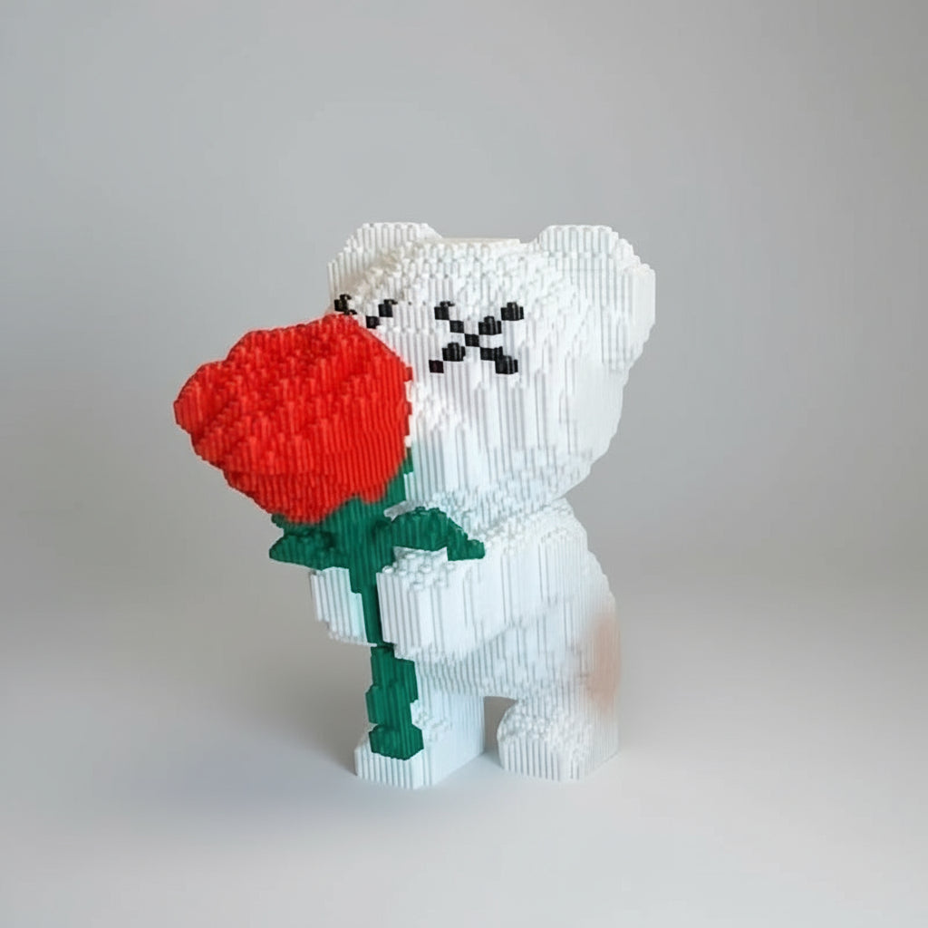 White Bear with Rose | Building Blocks