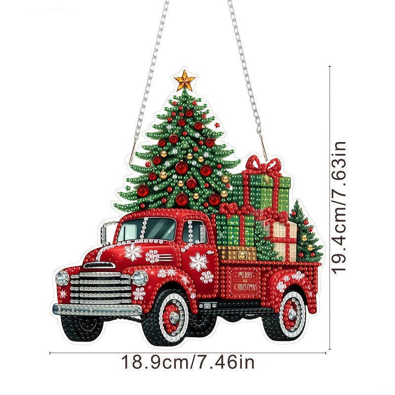 Decorative hanger | Christmas truck | Diamond painting