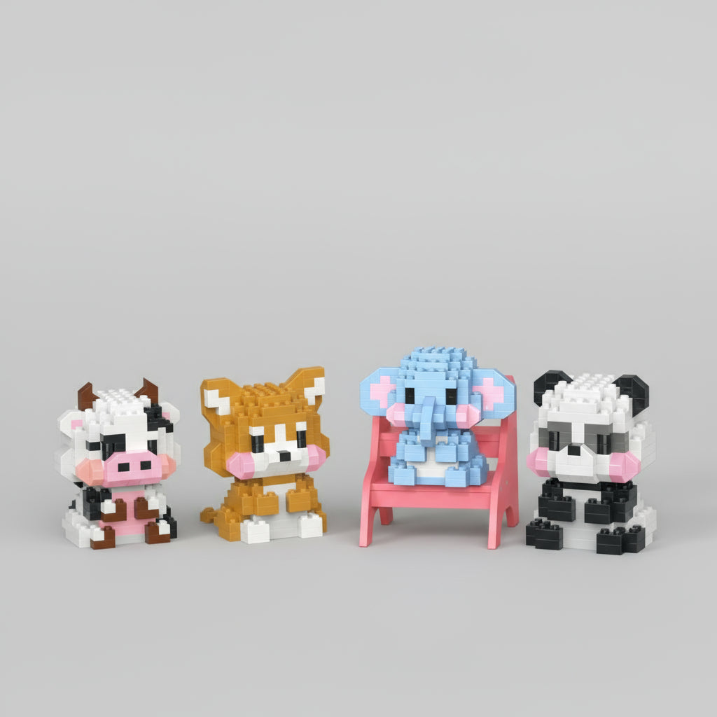Mini animals | 12 pieces | Building bricks