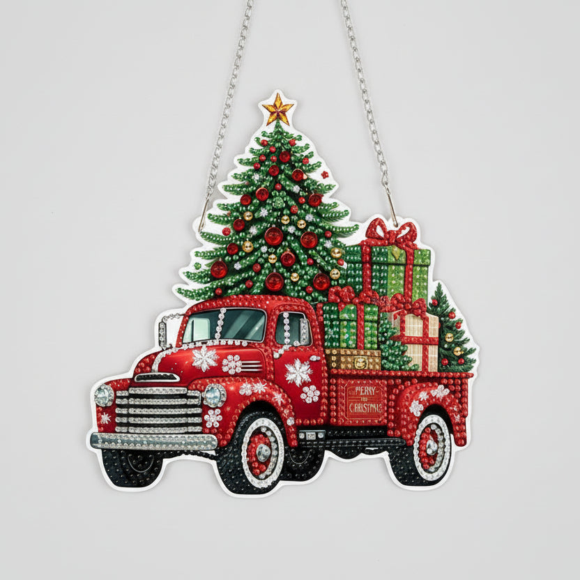 Decorative hanger | Christmas truck | Diamond painting