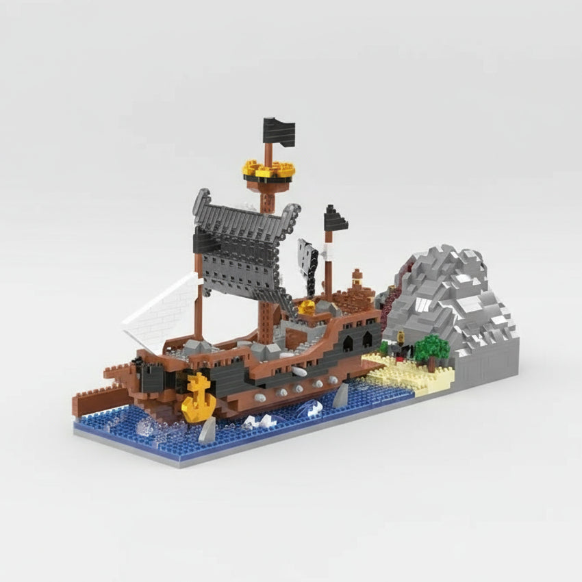 Pirate ship on water | Building blocks