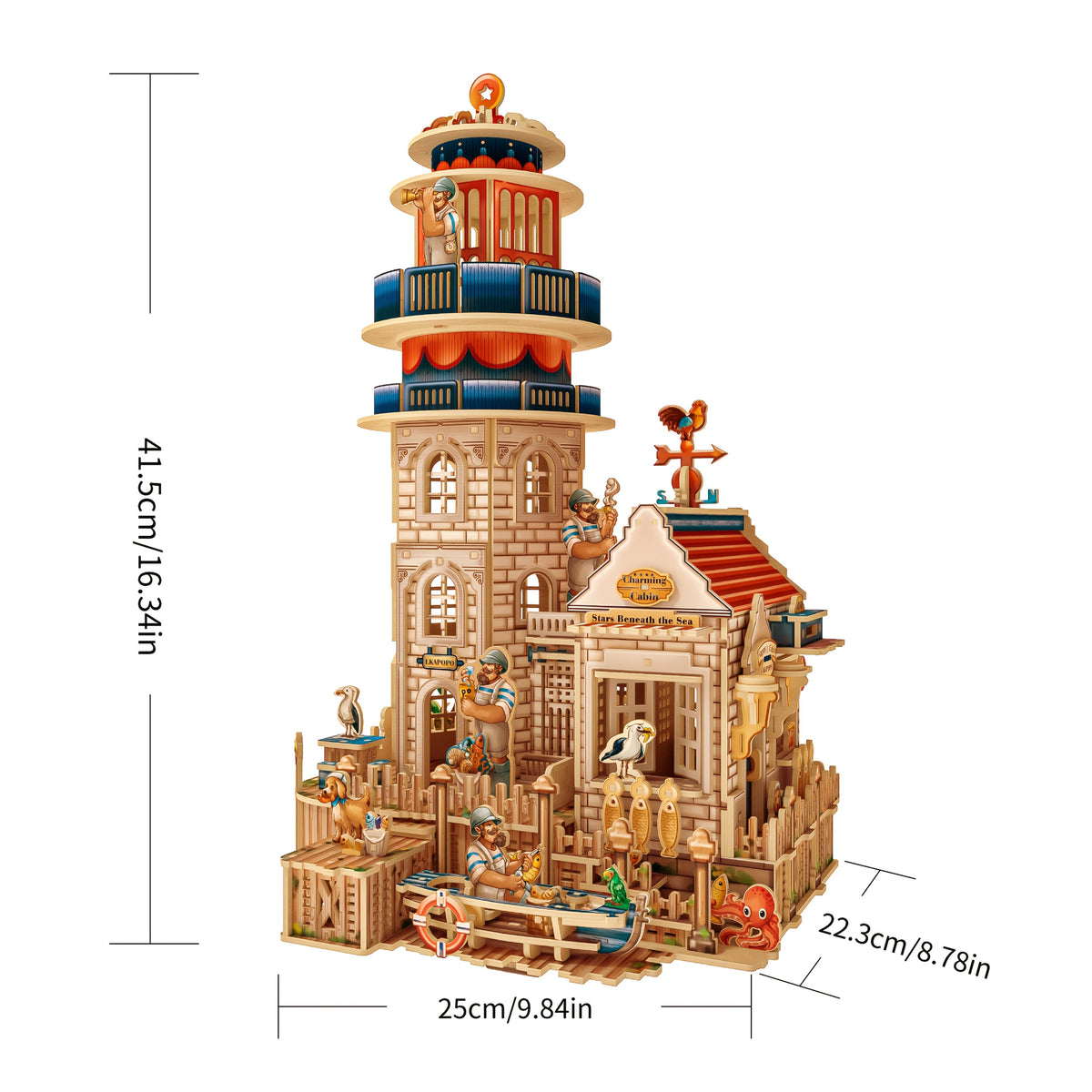 Lighthouse with House | Wooden Construction Kit