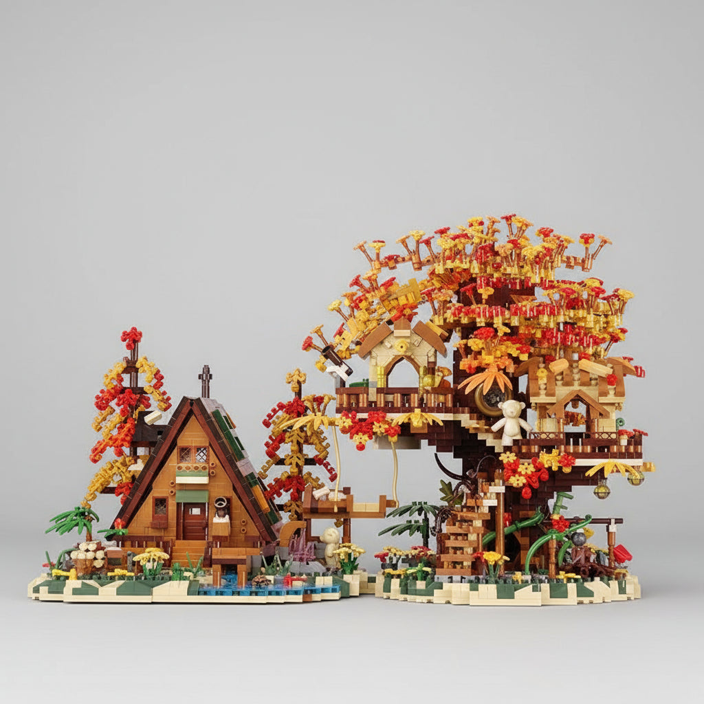 Autumn house with treehouse | Building Blocks