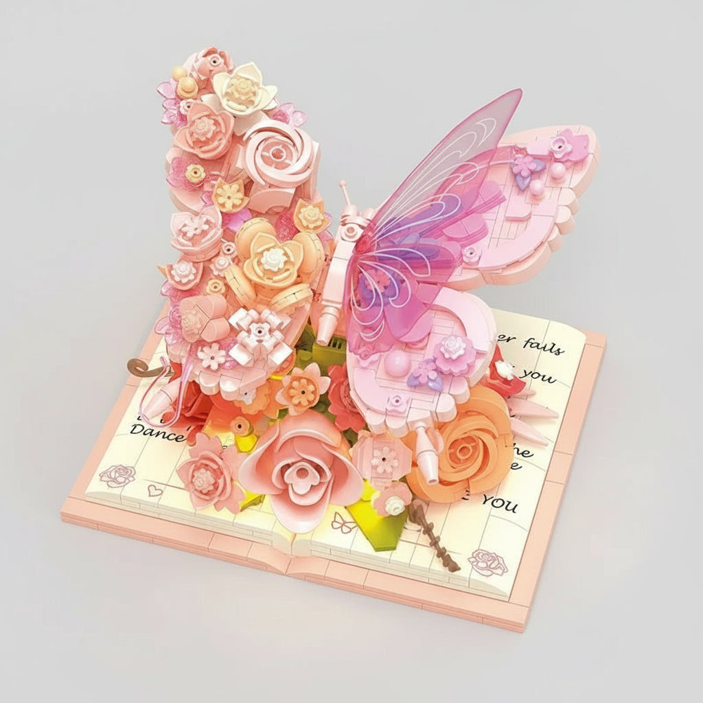Pink Butterfly on Book | Building Blocks