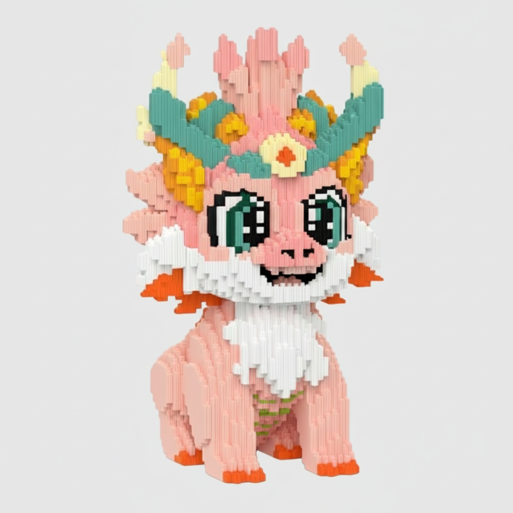 Cute Pink Dragon | Building Blocks
